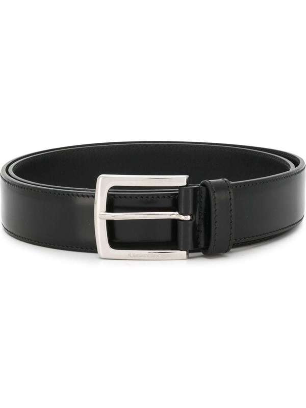 Black Square Buckle Leather Belt