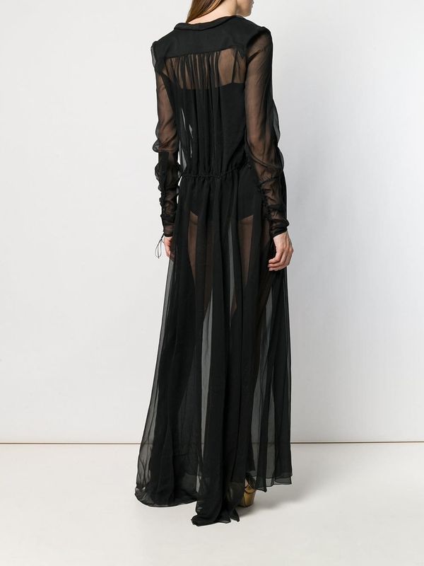 Semi Sheer Silk Long Dress