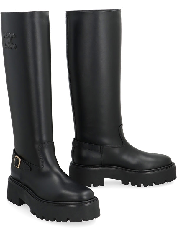 Triomphe Logo Leather High Boots