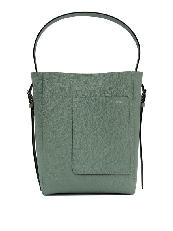 Pocket Detail Calfskin Small Bucket Bag