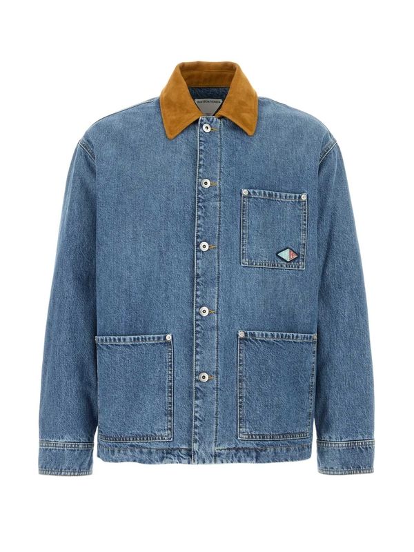 Suede Collar Denim Trucker Jacket