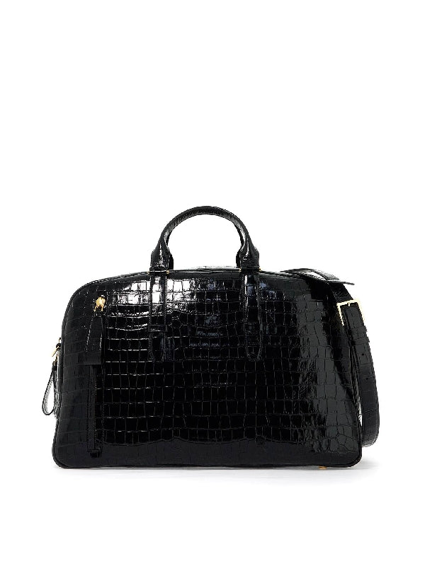 Croc-effect Leather Duffel Bag - Jente