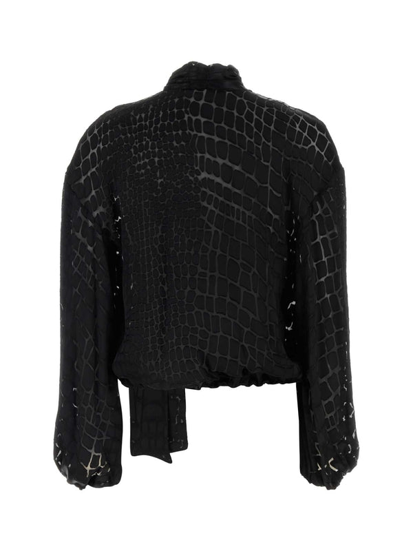 Croc Printing
  Scarf Neck Blouse