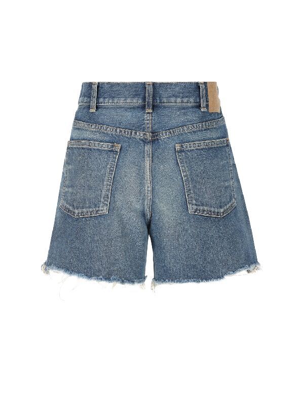 Washed Distressed Denim Shorts
