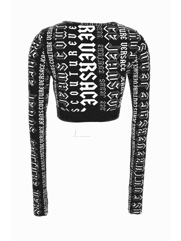 All-Over Logo Crop Long-Sleeve Top