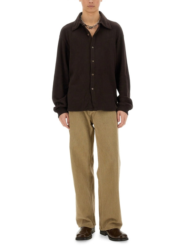 Beige Third-Cut Denim Pants