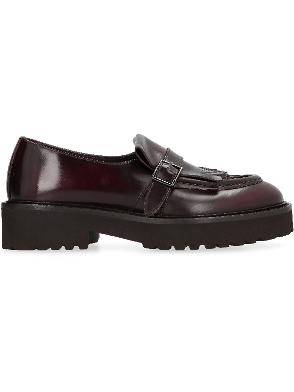 Burgundy Fringe Detail Smooth Leather
  Loafer