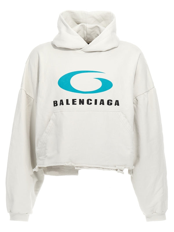 BALENCIAGA - Sports Icon Logo Crop Hoodie - Jente