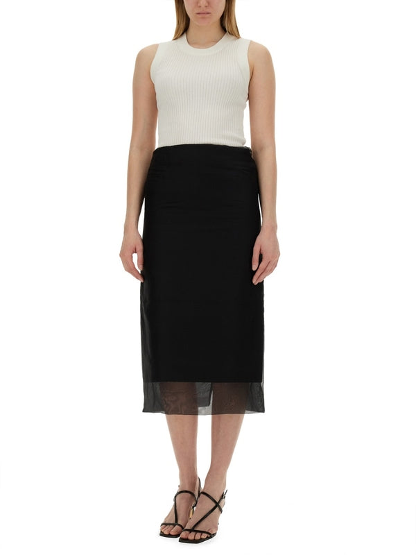 Aceti Layered Silk Midi Skirt