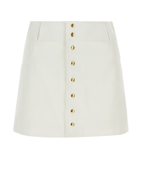 Triomphe Button Cotton Mini Skirt