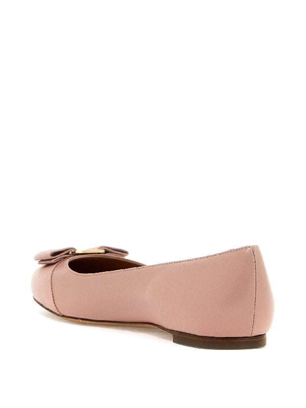 Varina Bow Leather Flat Shoes - Jente