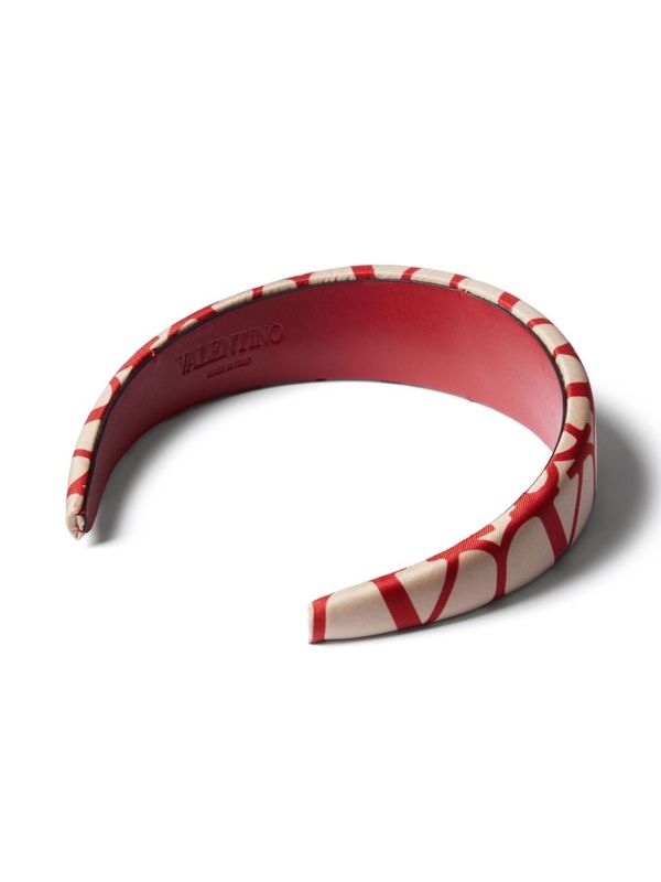 V Logo Leather Hair Band