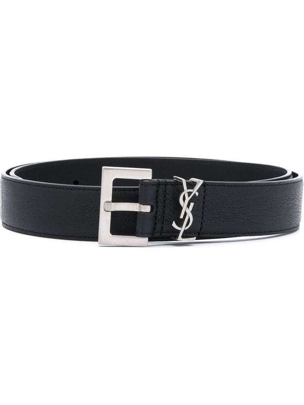 Square Buckle Monogram Leather Belt