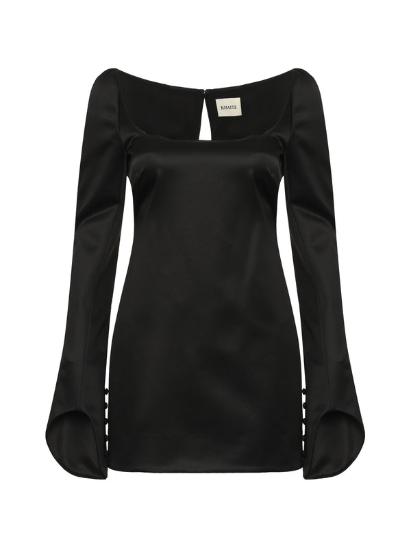 Square-Neck Satin Mini Dress