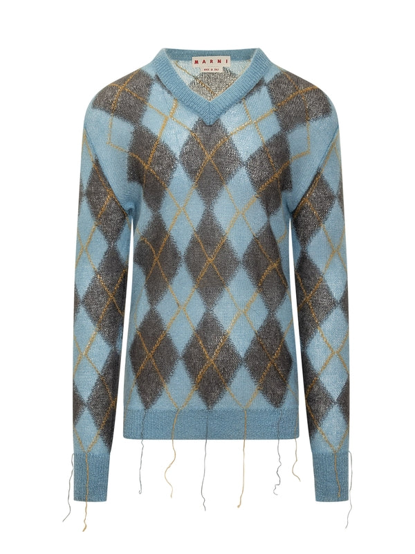 Argyle Pattern Mohair Knit