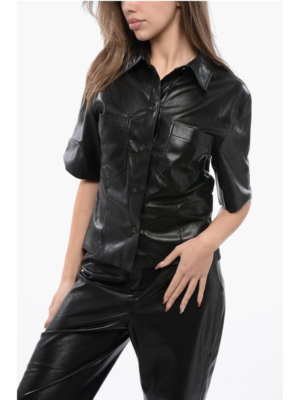 Sabine Faux Leather Short-sleeve Shirt