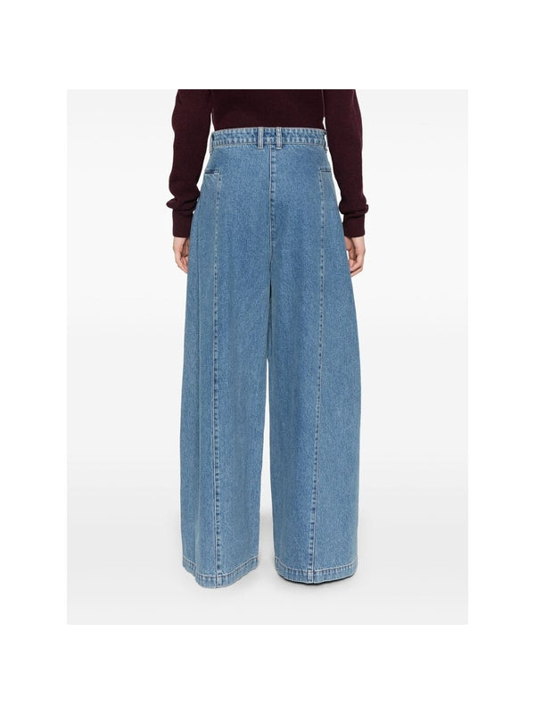 Wide Cotton Denim Pants