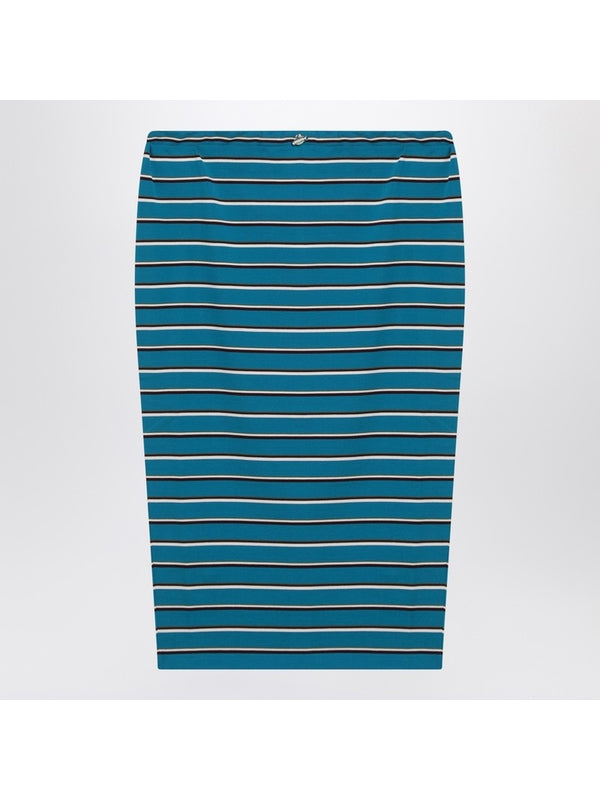 Back Triangle Logo Stripe Midi Skirt
