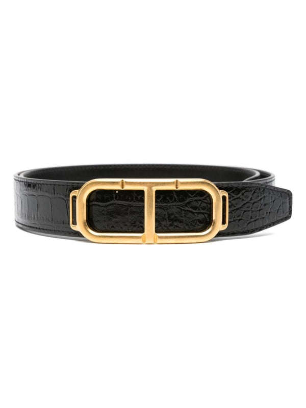 Crocodile Effect Leather Belt