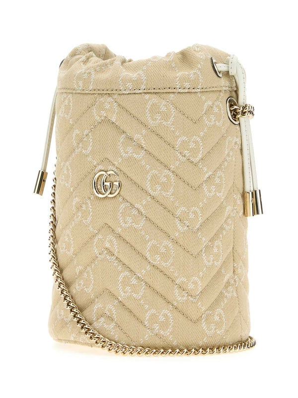 Gucci Gg Marmont Small Beige Bucket Bags