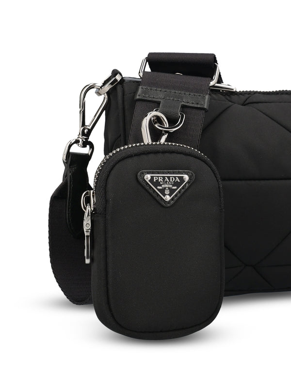Triangular Logo Quilted Nylon Pouch Shoulder Bag