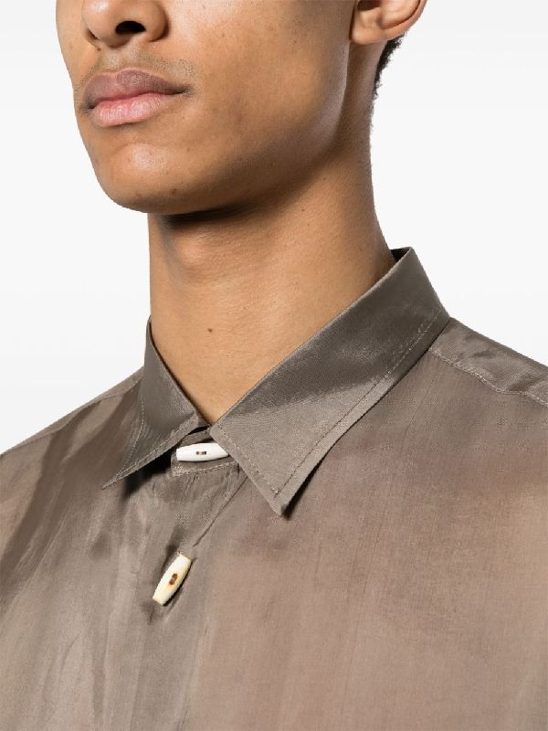 Button Detail Pocket Sheer Shirt