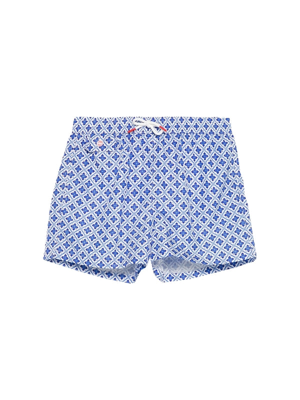 Drawstring Allover Pattern Swim Shorts