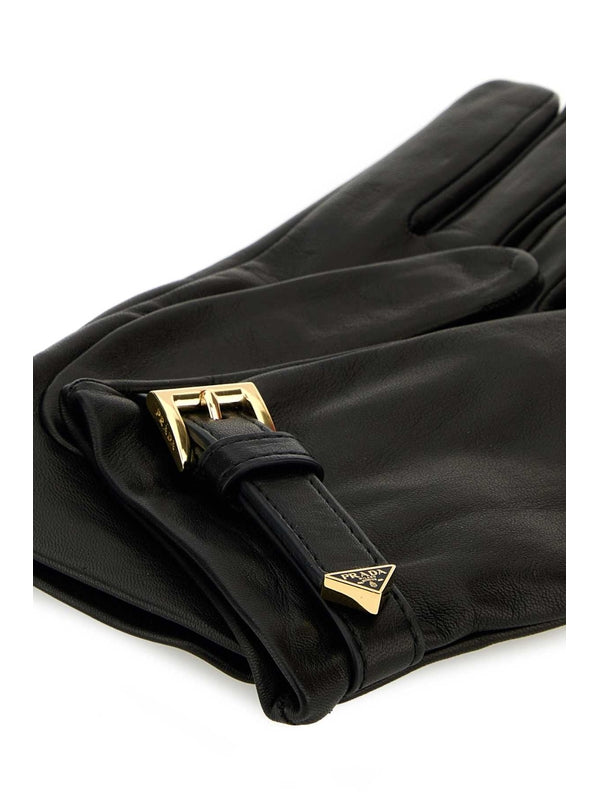 Triangle Logo Leather Gloves