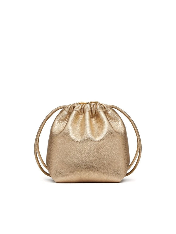 V Logo Puffer Leather Mini
  Bucket Bag