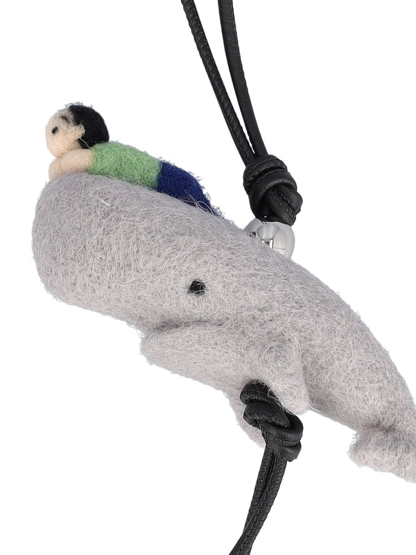 Whale Anagram Felt Calfskin Keyring