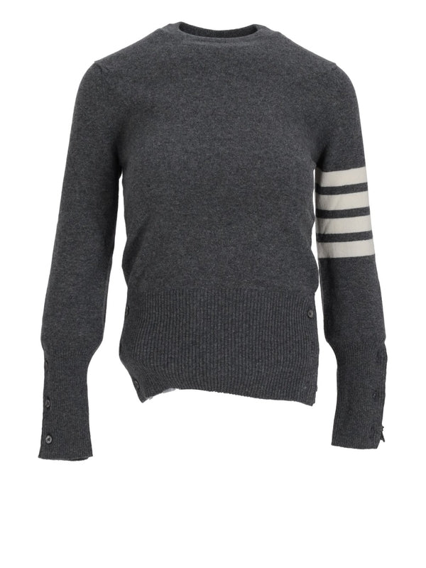 4-Bar Grey Button Wool Knit