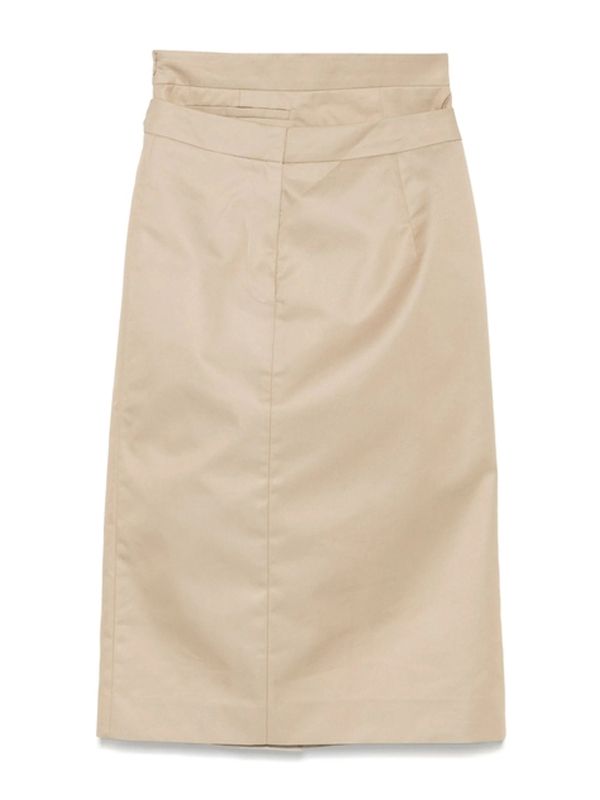 Layered Detail Wool Blend Midi Skirt