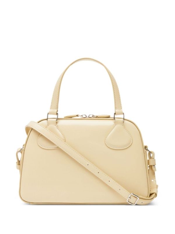 Metal Logo Leather Tote Bag