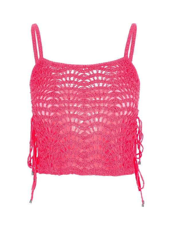 Side Strap Crochet Knit Top