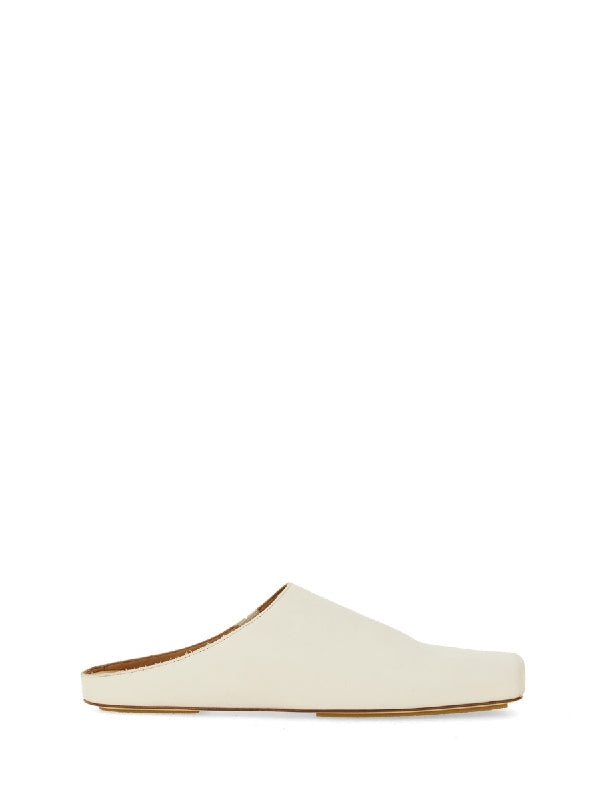 White Square Toe Mules