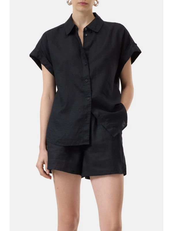 Roll-Up Sleeve Linen Short
  Sleeve Shirt