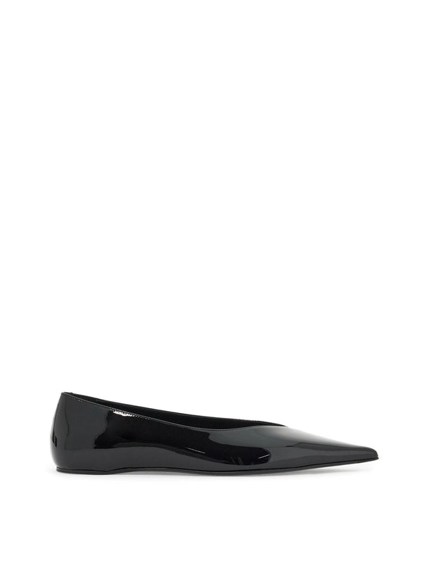 Asymmetric Patent Leather Flat
  Shoes