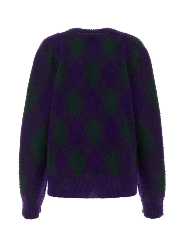 Argyle Check Wool Cardigan