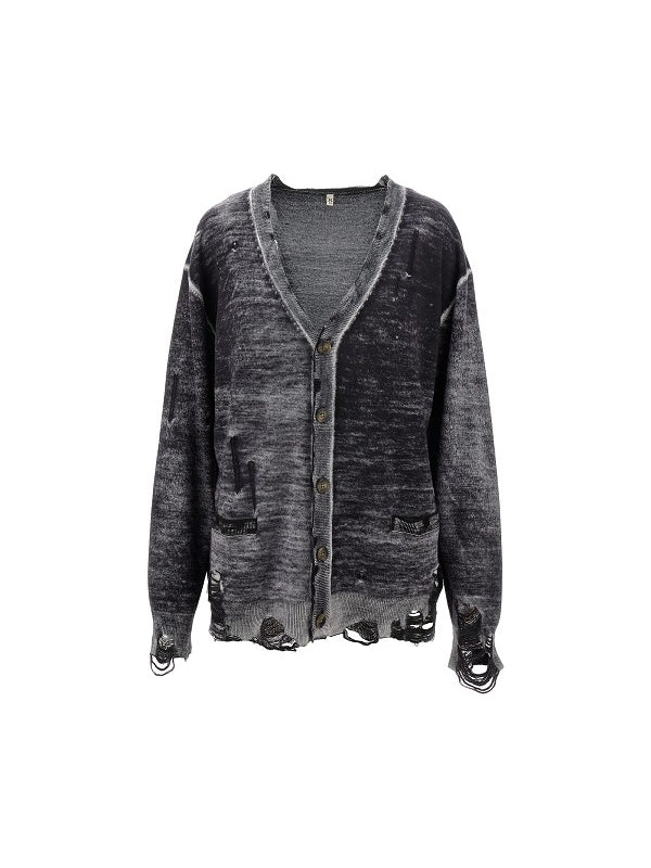 Distressed Wool V Neck
  Cardigan