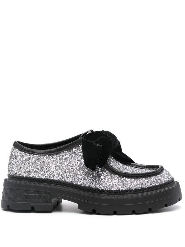 Bow Decoration Glitter Loafers