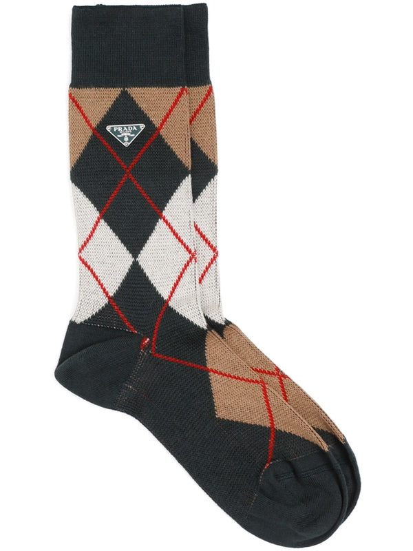 Triangle Logo Argyle Pattern Socks