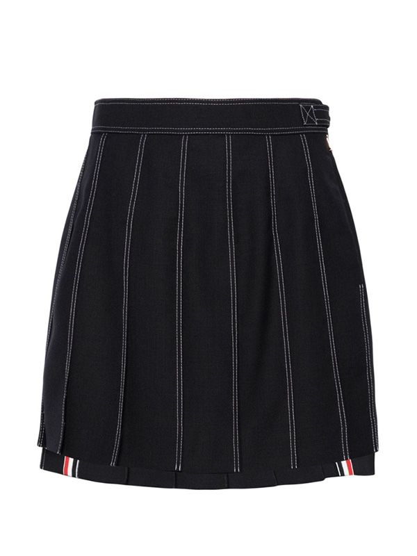 RWB Stitch Pleated Wool Skirt