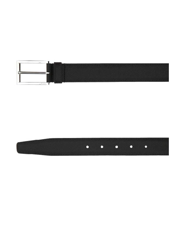 Black Saffiano Leather Belt