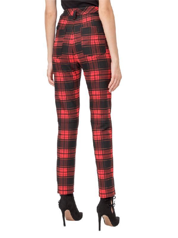 Tartan Zipper Detail Skinny Pants