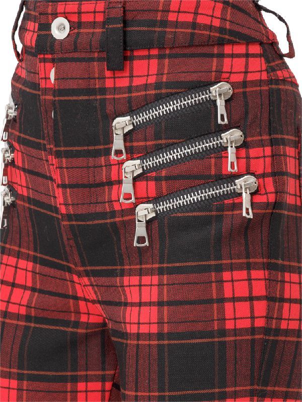 Tartan Zipper Detail Skinny Pants