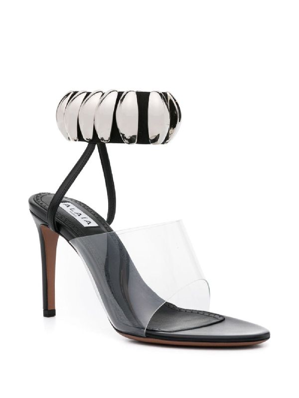 Ankle Metallic Pebble Calfskin Sandal
  Heels