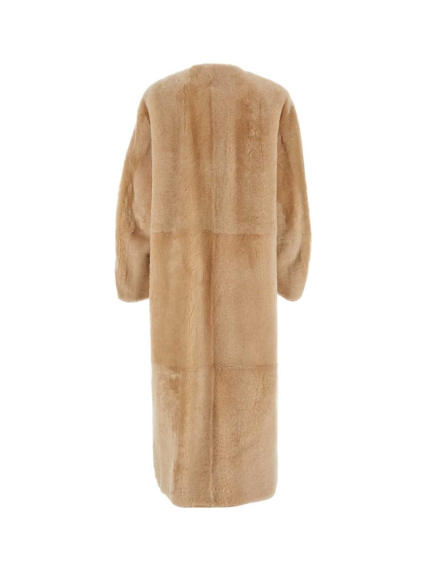 Flap Pocket Shearling Long
  Coat