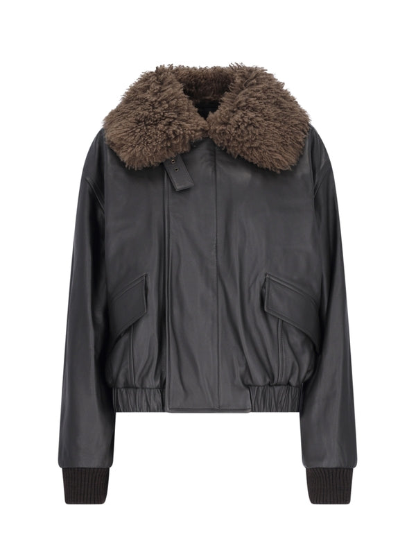 Shearling Collar Leather Blouson