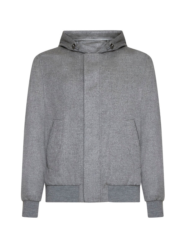 Cashmere Hood Bomber Jacket