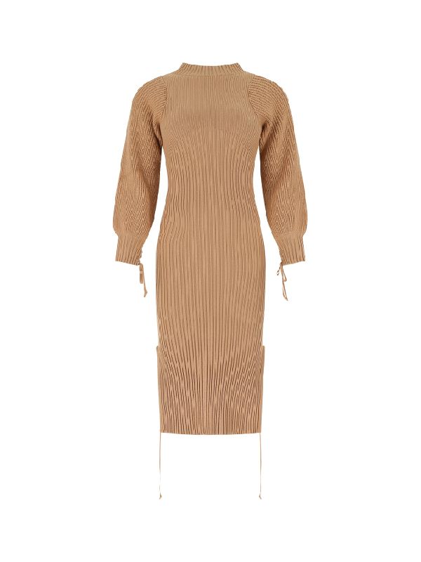 String Trim Rib Knit Dress